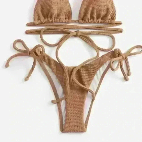 NWT Textured Triangle Wrap Around Tie Bikini SET - Picture 14 of 16